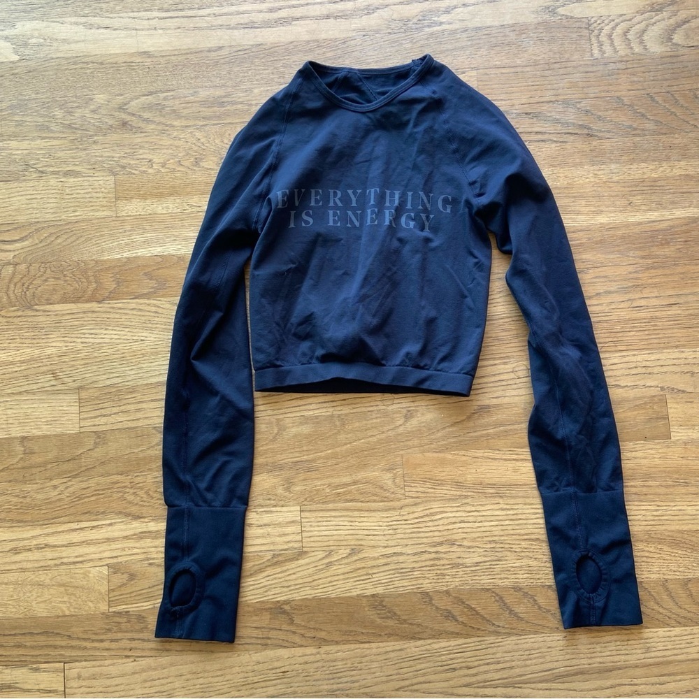Spiritual Gangster Black Long Sleeve Crop Tee with 'Everything Is Energy'